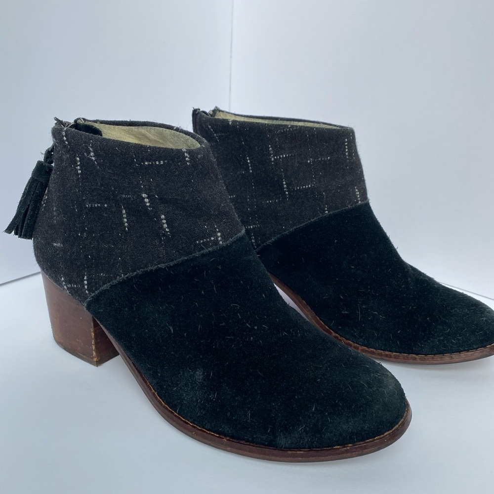Black Suede Ankle Boots with Tassel